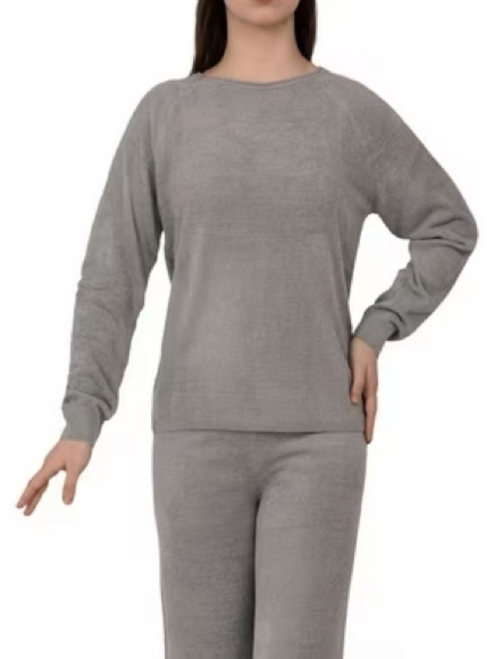 Barefoot Dreams CozyChic Ultra Lite Gray Jersey Roll Pullover Sweater XL NWT